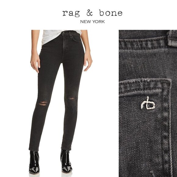 Rag & Bone High Rise Distressed Ankle Skinny Jeans Sz 28 - Picture 1 of 9
